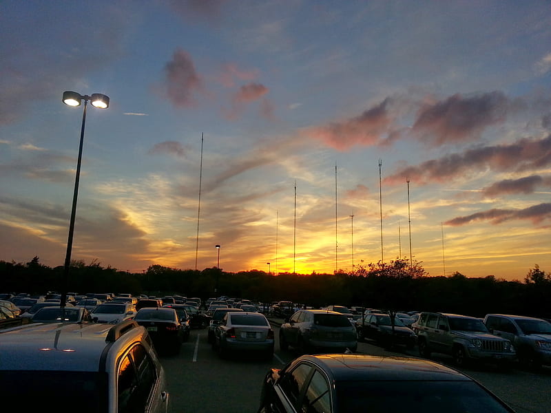 Cedar Hill Sunset, carros, clouds, nature, sunset, texas, HD wallpaper