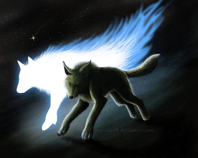 Running with the Wolf spirit, by Ramza, spirit, art, nature, wolf, dog, HD  wallpaper | Peakpx