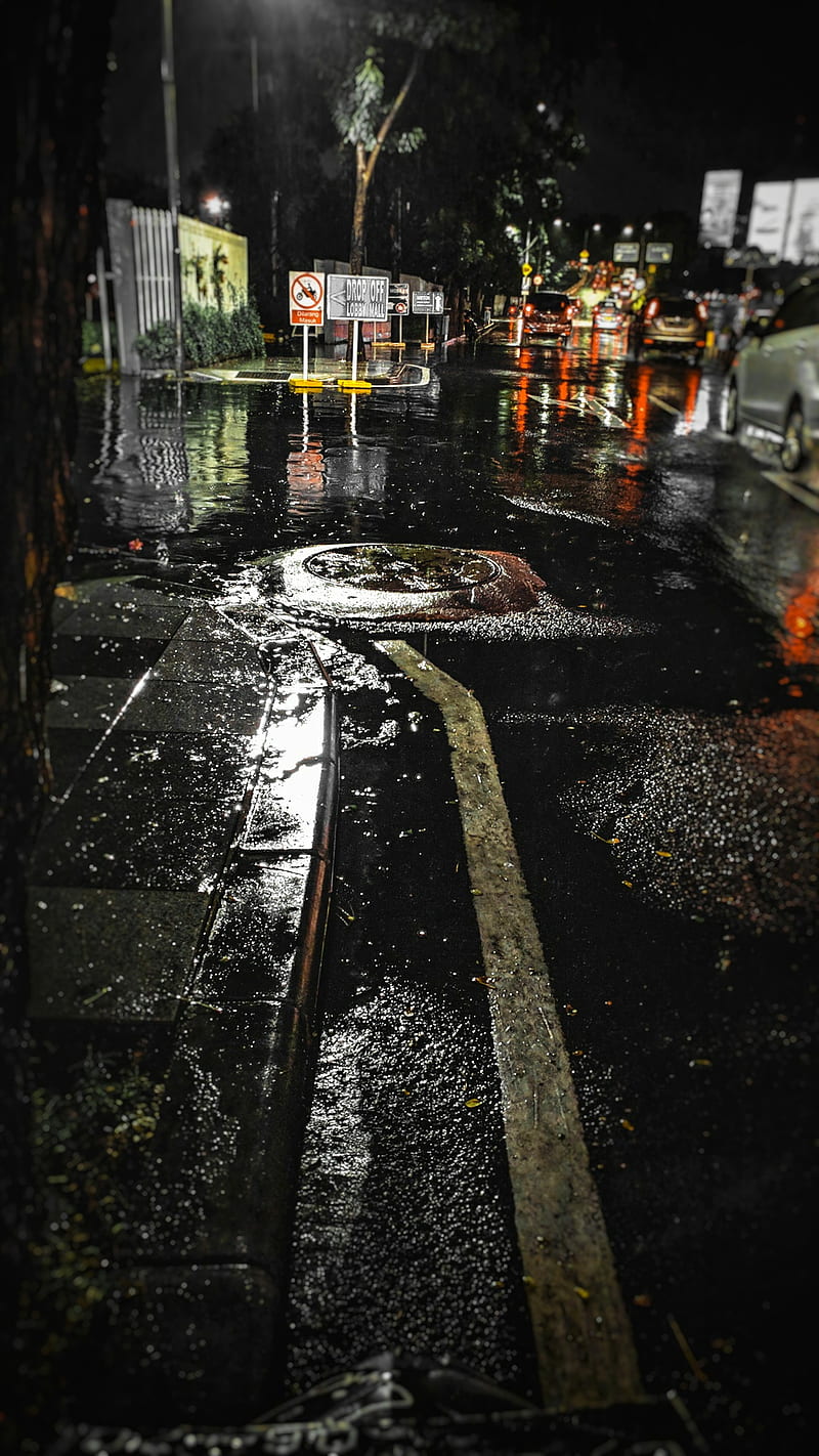 Raining, after, rain, road, street, graphy, cool, black, HD phone wallpaper