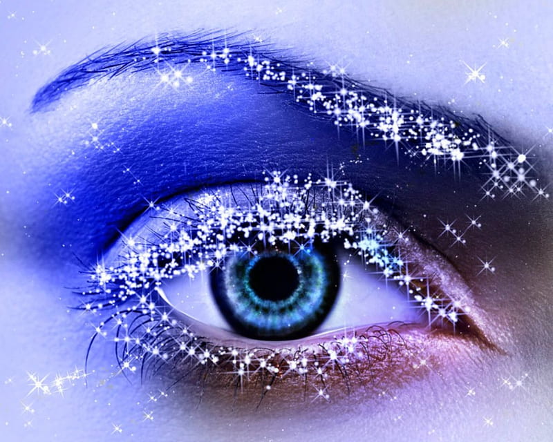  Maquillaje de ojos, chispas, azul, maquillaje, ojo, Fondo de pantalla HD