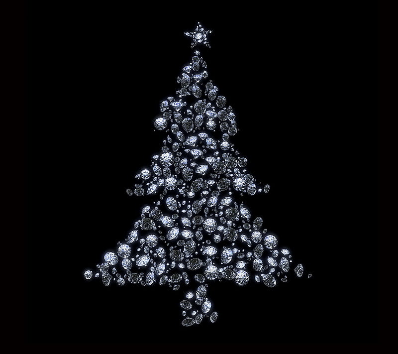 Diamond Xmas Tree, brilliant, christmas, desenho, diamonds, jem, star, HD wallpaper