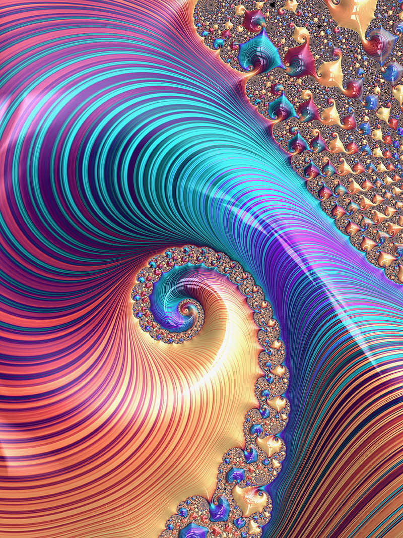 fractal, spiral, pattern, twisting, multi-colored, HD phone wallpaper