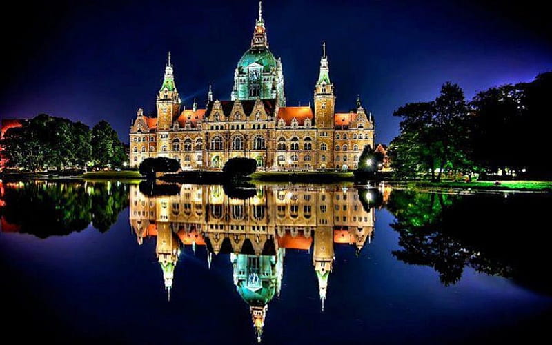 NEW TOWN HALL, HANOVER GERMANY., HALL, GERMANY, BUILDING, BEAUTIFUL, HD wallpaper