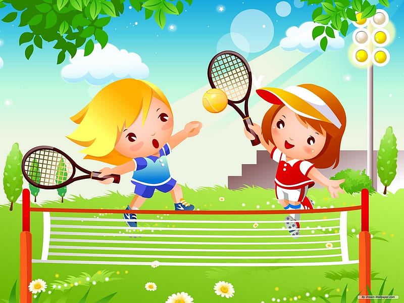 tennis, net, racket, girl, HD wallpaper