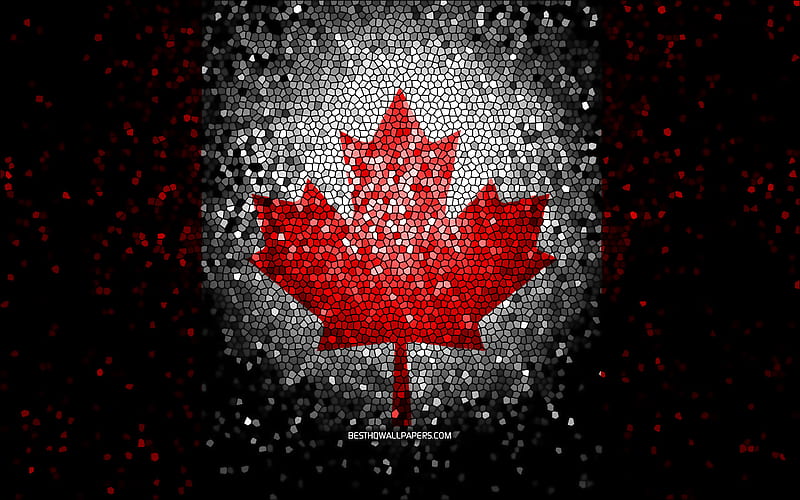 Canada flag, mosaic art, North American countries, Flag of Canada, national symbols, Canadian flag, artwork, North America, Canada, HD wallpaper