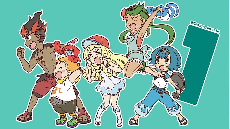 Anime, Pokémon, Rotomdex (Pokémon), Lillie (Pokemon), Lana (Pokémon), Mallow (Pokémon), Sophocles (Pokémon), Kiawe (Pokémon), HD wallpaper