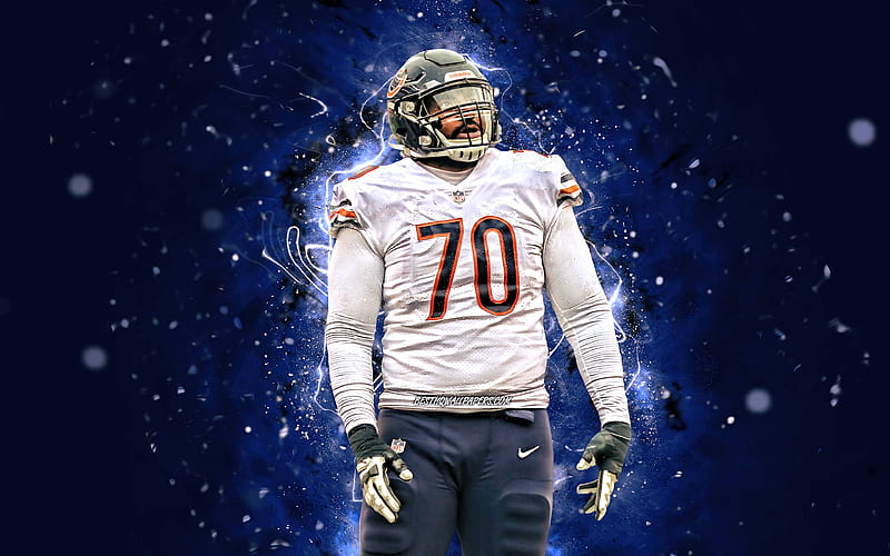Bobby Massie NFL, Chicago Bears, american football, offensive tackle, National Football League, neon lights, Bobby Massie Chicago Bears, Bobby Massie, HD wallpaper