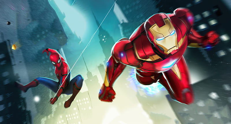 Marvel Puzzle Quest Iron Man And Spiderman , marvel-puzzle-quest, marvel, games, iron-man, spiderman, HD wallpaper
