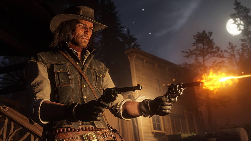 Cowboy John Marston With Guns Red Dead Redemption 2, HD wallpaper