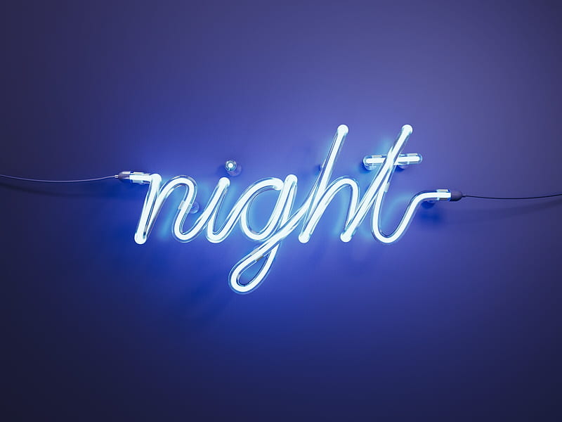 Night, blue, abdulrahman mograph, neon, word, light, HD wallpaper | Peakpx