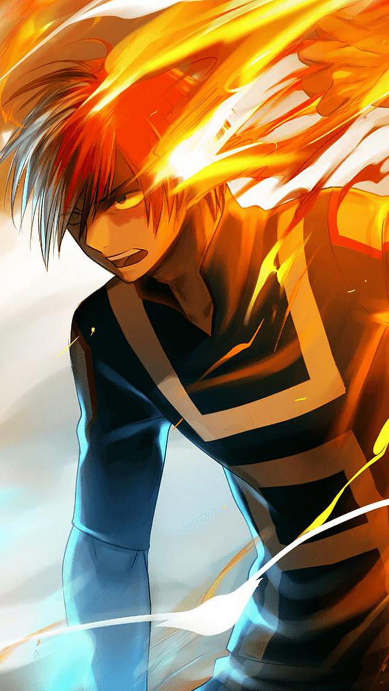 shoto todoroki, anime, fire, fire and ice, ice, mha, my hero academia, todoroki shoto, HD phone wallpaper