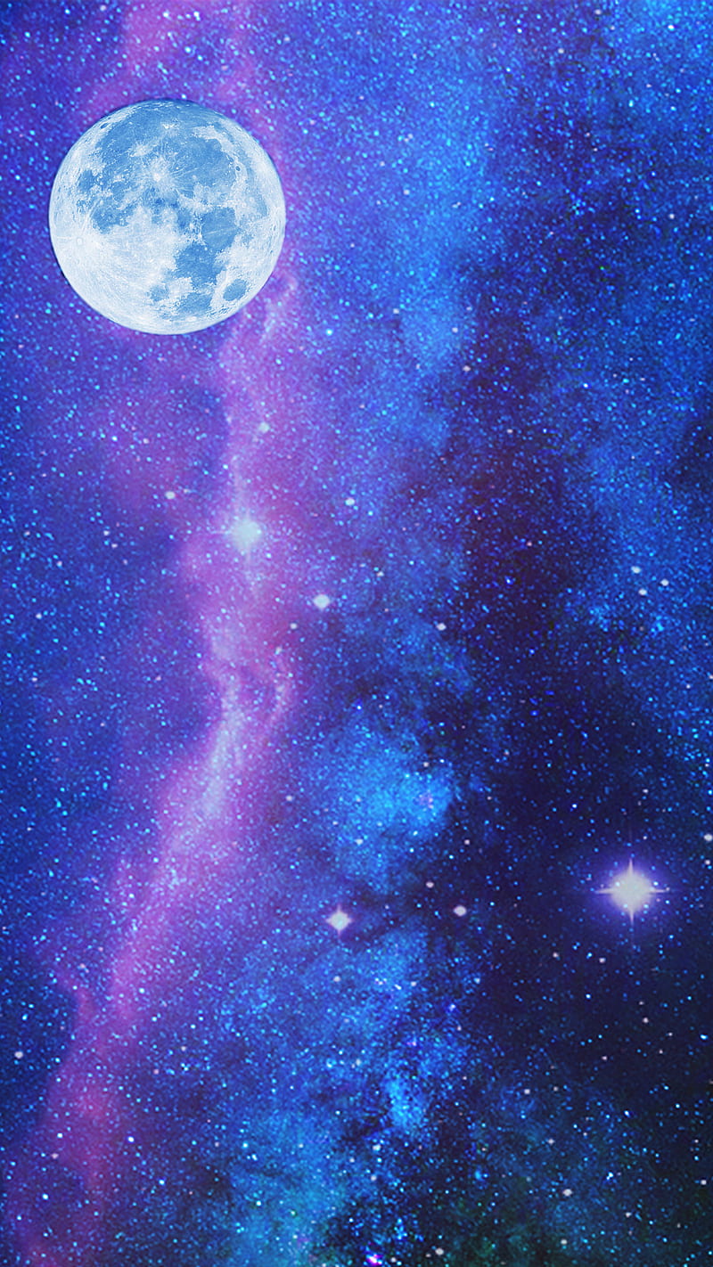 Lua, earth, estrela, galaxy, galaxy, nebula, space, star, HD phone wallpaper