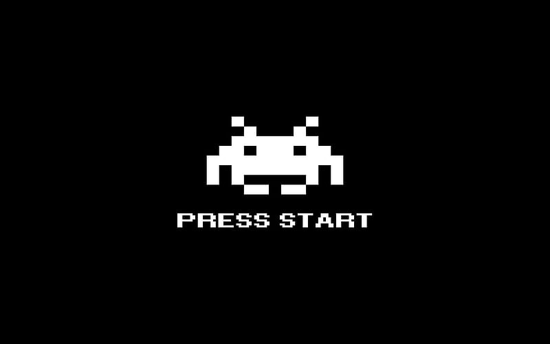 Start, game, retro, space invaders, old, HD wallpaper
