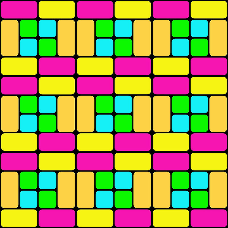 Tiled 14-1, blue, cube, green, mosaic, pink, square, tiles, yellow, HD phone wallpaper