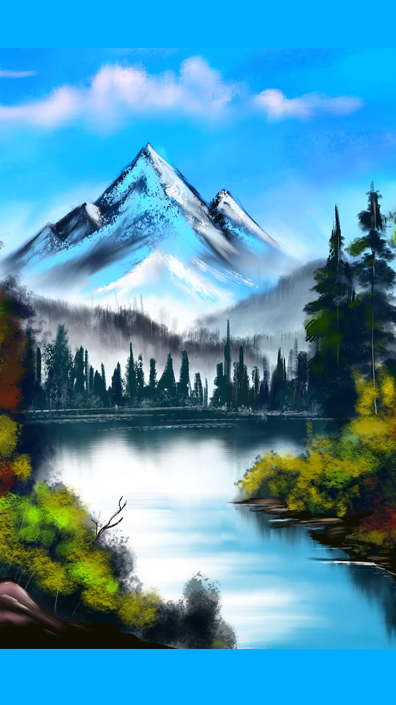 Wild nature art, Kor4, art, blue, forest, green, illustration, mountain,  nature, HD phone wallpaper | Peakpx