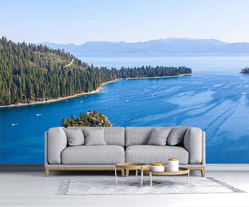 IJZHFCAZGI Lake Tahoe At Summer Peel & Stick Self Adhesive Removable Wall Mural Poster Sticker Background Wall Decor For Living Room Bedroom : Tools & Home Improvement, HD wallpaper