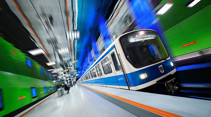 train in a subway, station, subway, speed, train, HD wallpaper