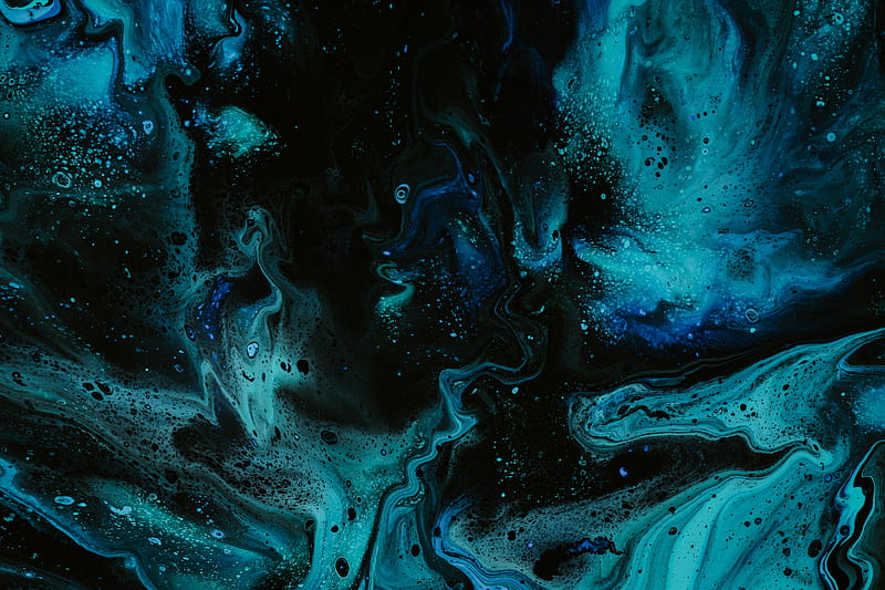 paint, liquid, stains, blue, fluid art, HD wallpaper