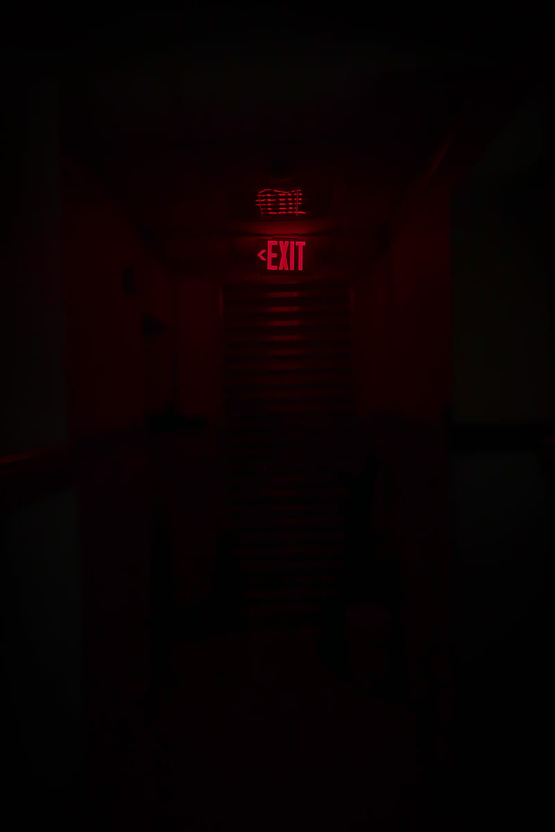inscription, exit, neon, red, HD phone wallpaper