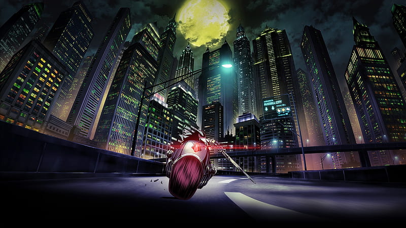 garo: vanishing line, motorcycle, skyscrapers, night, Anime, HD wallpaper