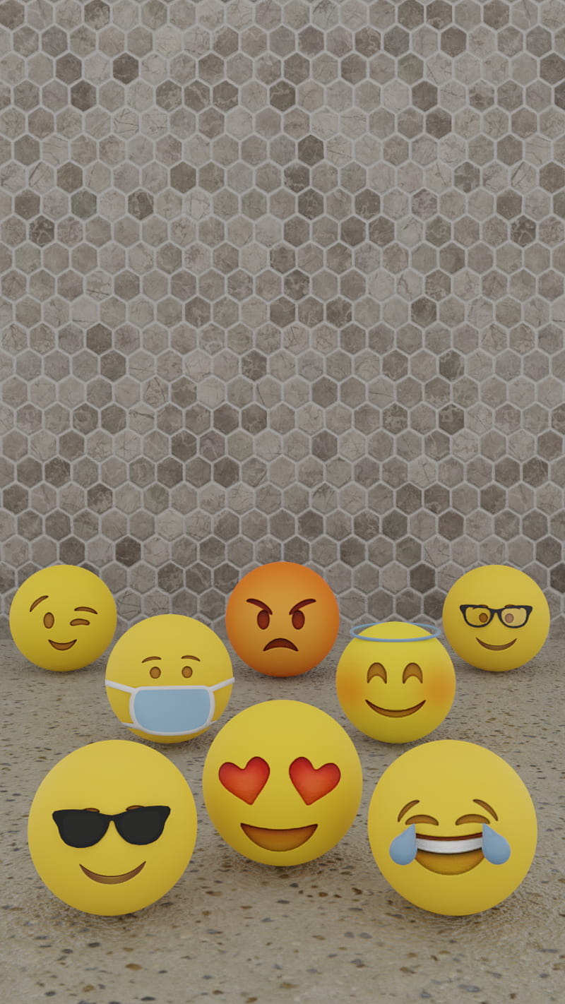 Emoji 8, love, art, 3d, abstract, emojis, meme, faces, smiles, HD phone wallpaper