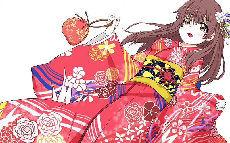 Shouko Nishimiya, Koe No Katachi, red kimono, main character, portrait, japanese manga, HD wallpaper
