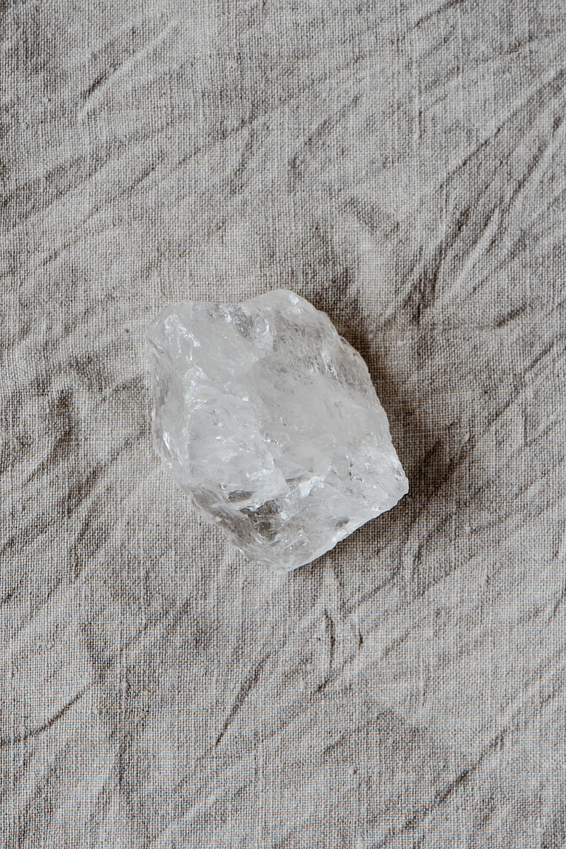 Clear Crystal on Gray Textile, HD phone wallpaper