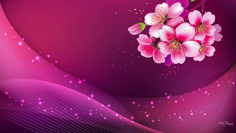 Apple Blossom Pink, stars, glow, wine, Sakura, magenta, shine, spring, apple blossoms, cherry blossoms, sparkle, merlot, bright, summer, flowers, pink, HD wallpaper