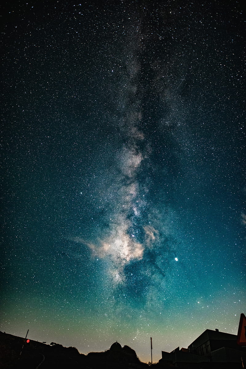 starry sky, night, stars, milky way, dark, HD phone wallpaper