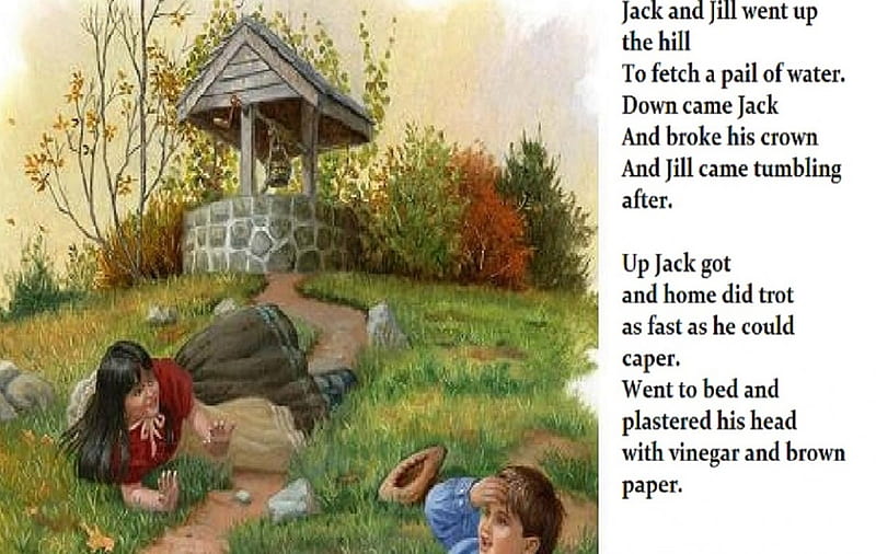 Jack and Jill, nursery rhyme, 3d and cg, children, illustrations, story, abstract, HD wallpaper