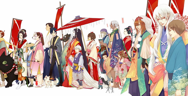 Fantasy Anime Characters, art, kitsune, natsume, kimono, mononoke, group,  fantasy, HD wallpaper | Peakpx