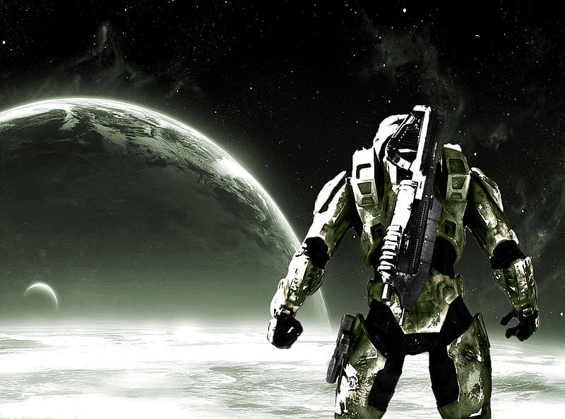 Mix of Emotions, bungie, cortona, planets, assault rifle, space, video games, halo, xbox 360, universe, xbox, cosmos, master chief, spartan, HD wallpaper