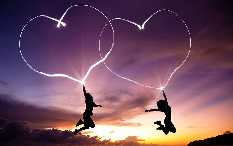Love Hearts Pair, valentine-day, celebrations, heart, love, HD wallpaper