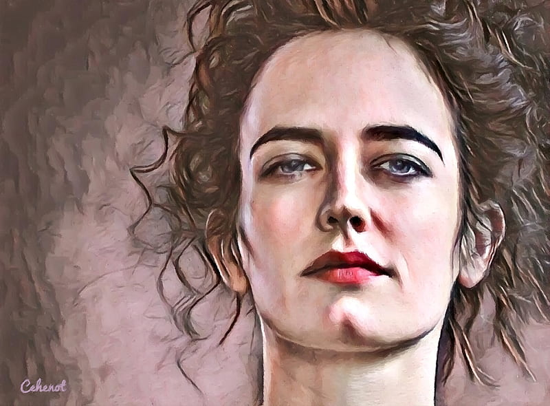 Vanessa Ives, art, penny dreadful, by cehenot, tv series, painting, Eva Green, face, portrait, pictura, HD wallpaper