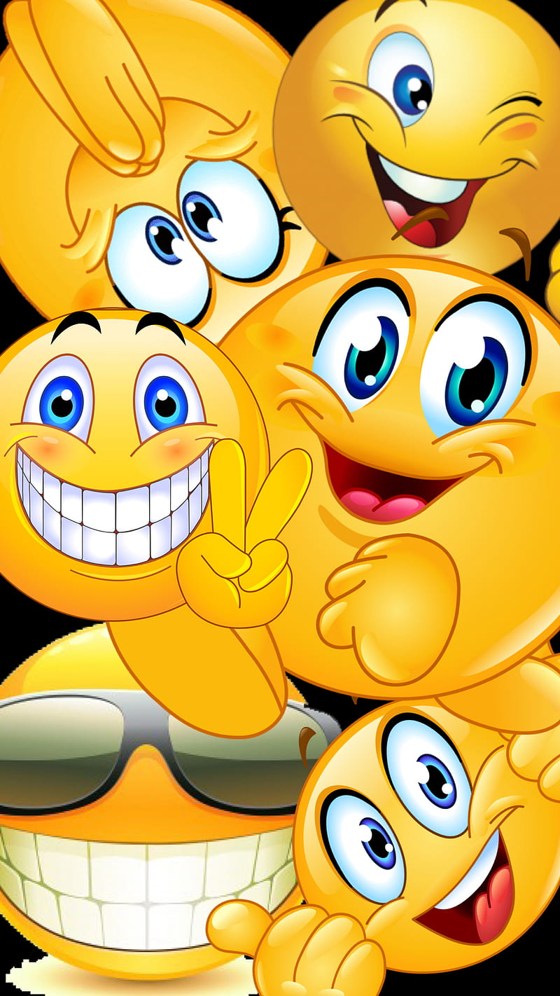 Emoji madness, cartoon, emoji, fun, funny, happy, kids, smile, sunny,  yellow, HD phone wallpaper | Peakpx