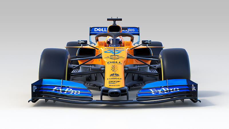 Formula 1, f1, mclaren, pirelli, england, britain, orange, blue, dell, HD wallpaper