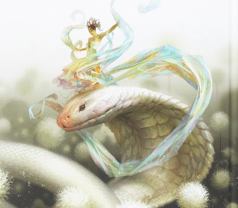 The White Snake, white snake, fantasy, girl, paolo barbieri, art, HD  wallpaper | Peakpx