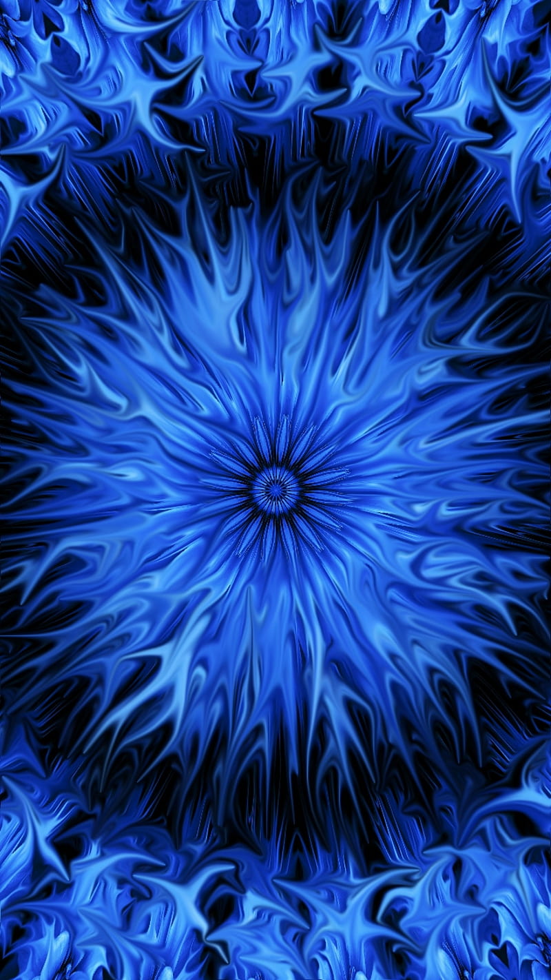 Blue Abyss, black, eyes, fractal, illusion, mandala, neon, pattern, spinning, HD phone wallpaper