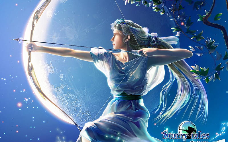 Starry-Tales--Kagaya, hair, girl, anime, hero, beauty, blue, arrow, HD wallpaper