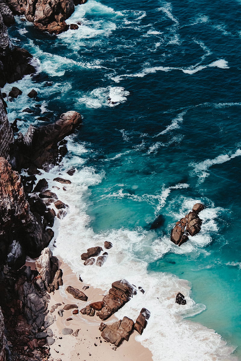 shore, coast, cliffs, tide, HD phone wallpaper