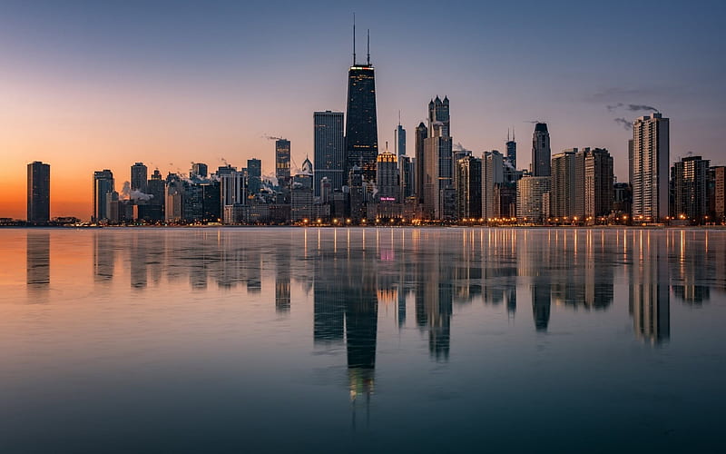 Willis Tower, Chicago, Lake Michigan, USA, skyscrapers, Illinois, HD wallpaper