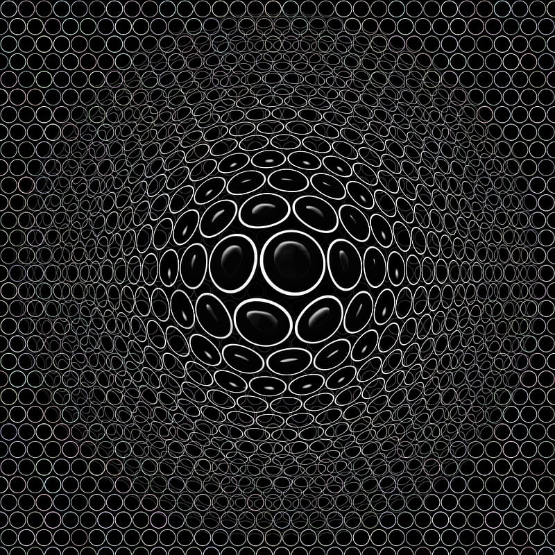 convex, embossed, realistic, 3d, circles, black, HD phone wallpaper