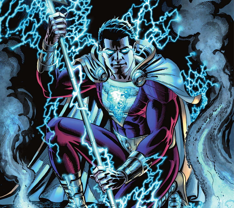 Captain Marvel, capt marvel, dc, dc comics, electricity, lightning, shazam, HD wallpaper