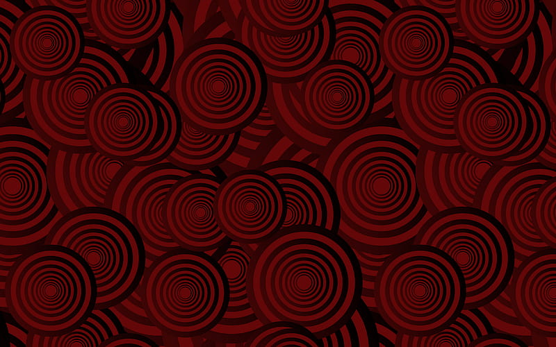 dark red texture with circles, red circles texture, retro texture, dark creative background, red circles background, HD wallpaper