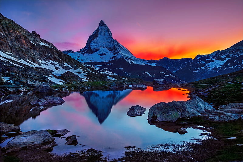 Matterhorn - Cervino, mountain, mountains, montagne, nature, tramonto,  sunset, HD wallpaper | Peakpx