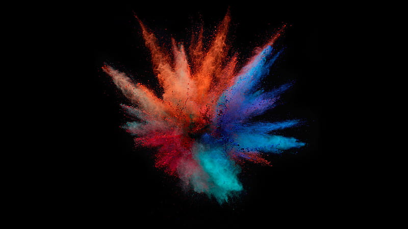 Colorful Powder Splash MacBook Black Background Technology, HD wallpaper