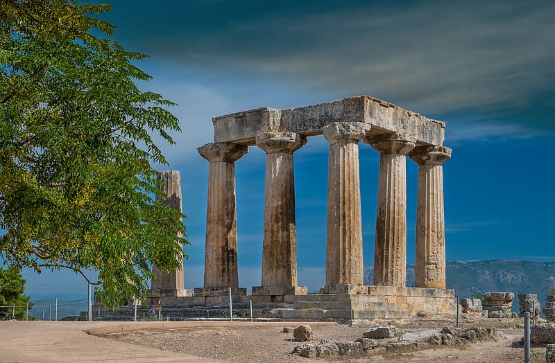 Ancient Corinth Greece, greece, corinth, colomns, ancient, HD wallpaper