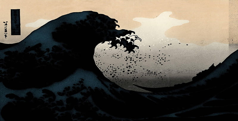 The Great Wave off Kanagawa and Background, Japanese Wave, HD wallpaper