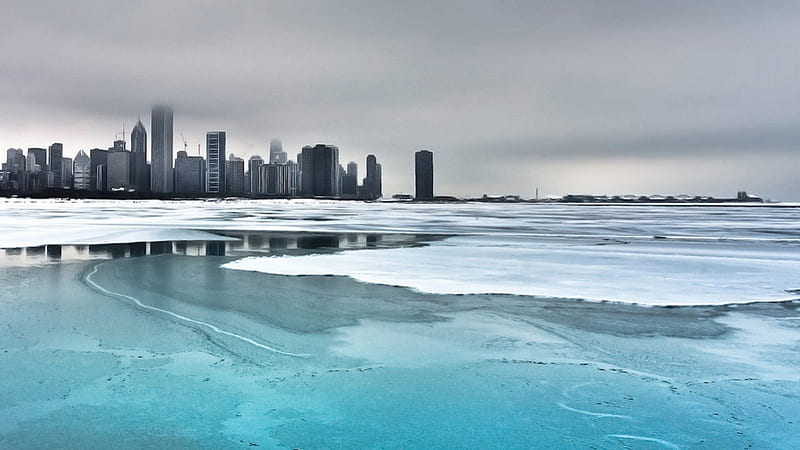 Frozen Chicago, windy city, illinois, chicago, HD wallpaper
