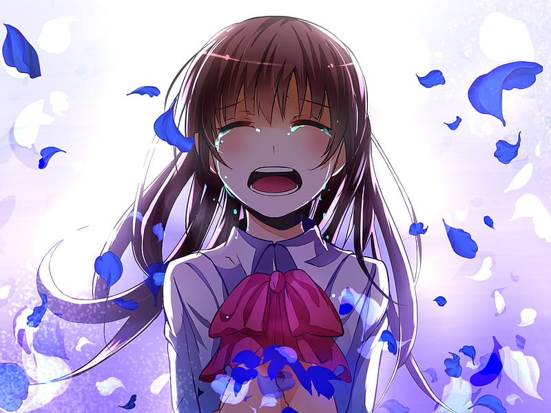 Anime - niña llorando, arte, azul, pequeño, remix, Fondo de pantalla HD |  Peakpx
